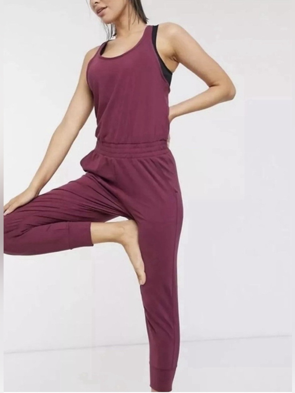 Nike Dri-FIT Training Jumpsuit Purple Magenta Sleeveless - Picture 2 of 15